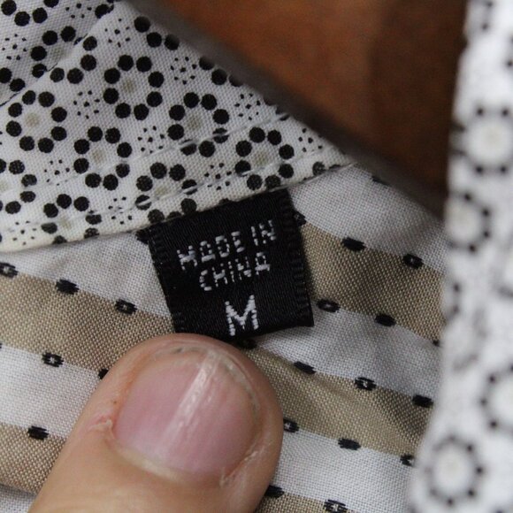 Bugatchi UOMO Shirt Mens Medium M Beige Striped Button Down Long Sleeve Collared - Picture 7 of 10